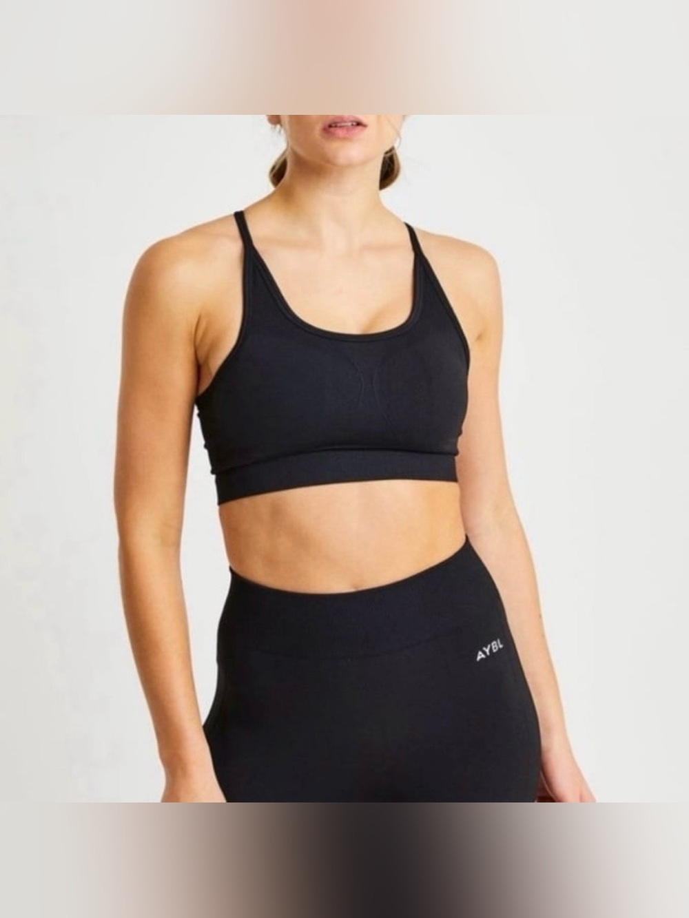 AYBL Black Seamless Thin-Strap Sports Bra